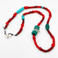 Necklace - African Trade Beads and Turquoise on Leather