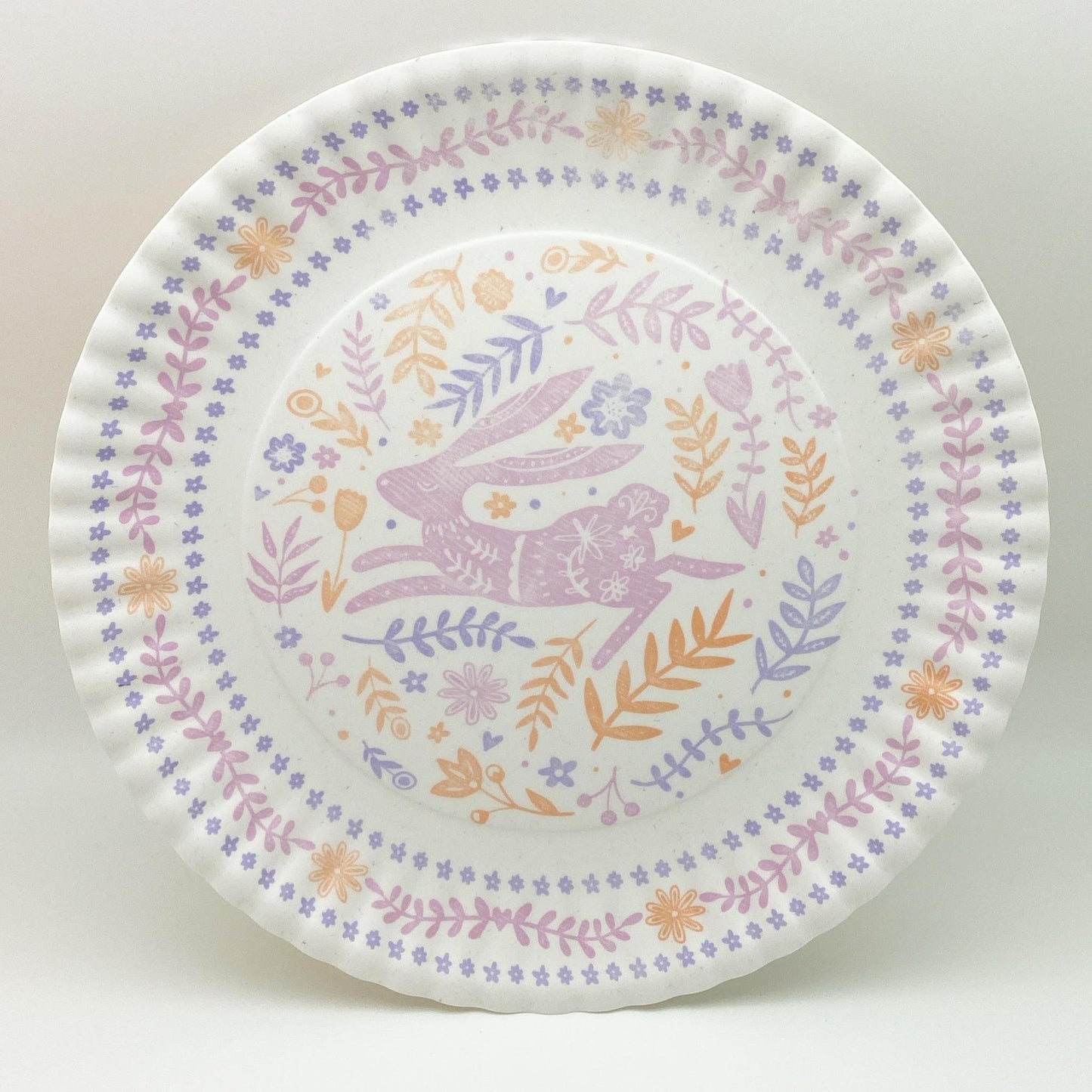 Bunny Platter - "Paper Plate" Melamine - Pink/Orange/Purple