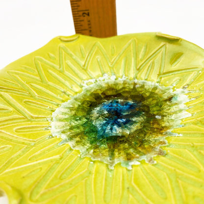Ceramic Wall Art - "Baby Bachelor Button" - Green Opal