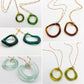 Necklace - Ruffled Glass Hoops on 14kt Goldfill - Pine
