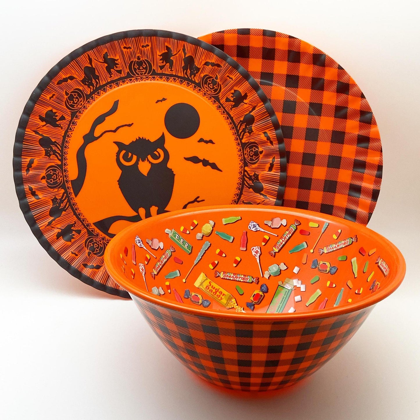 Platter - Melamine "Paper Plate" - Owl Halloween