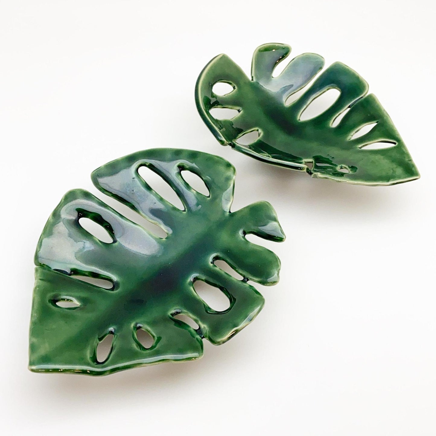 Ceramic Wall Art - "Monstera Leaf" - Large - Green