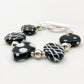 Bracelet - Black and White Flat Glass Beads - Handmade Originals