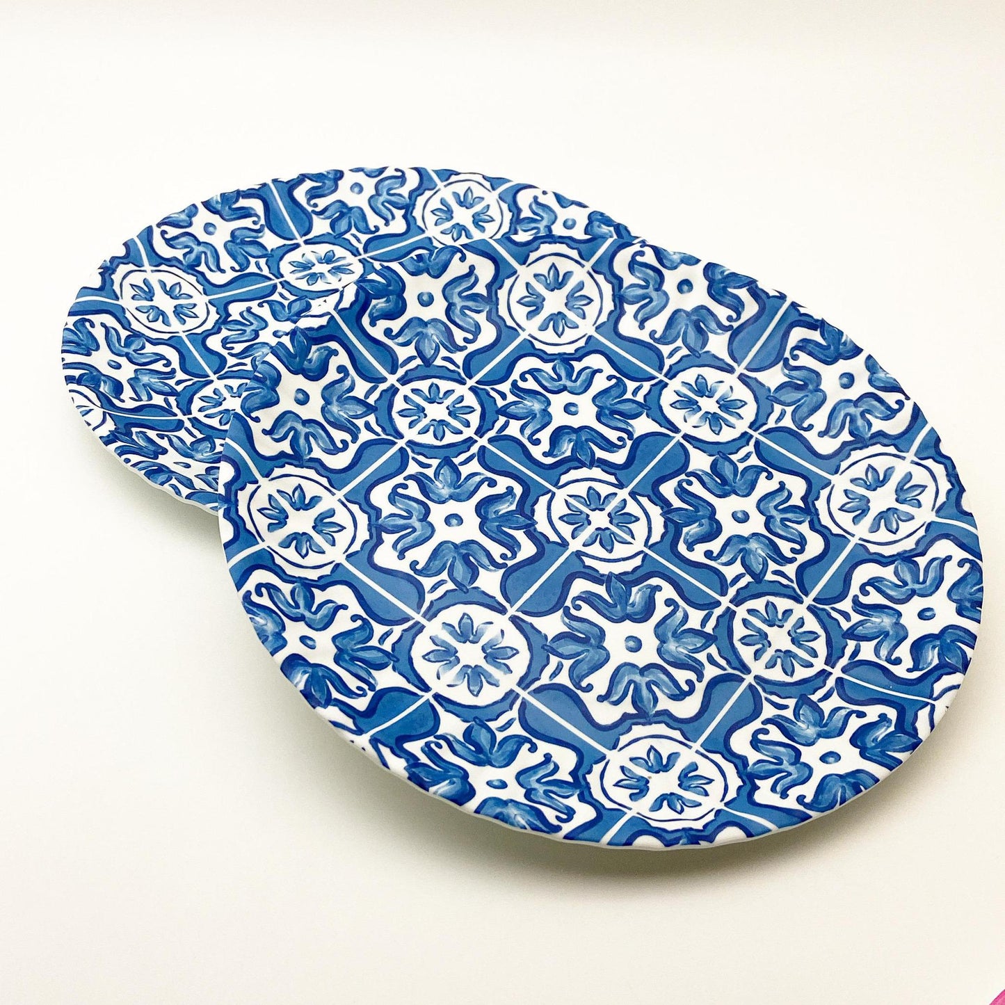Plate - Melamine "Paper Plate" - Matching Blue Tiles