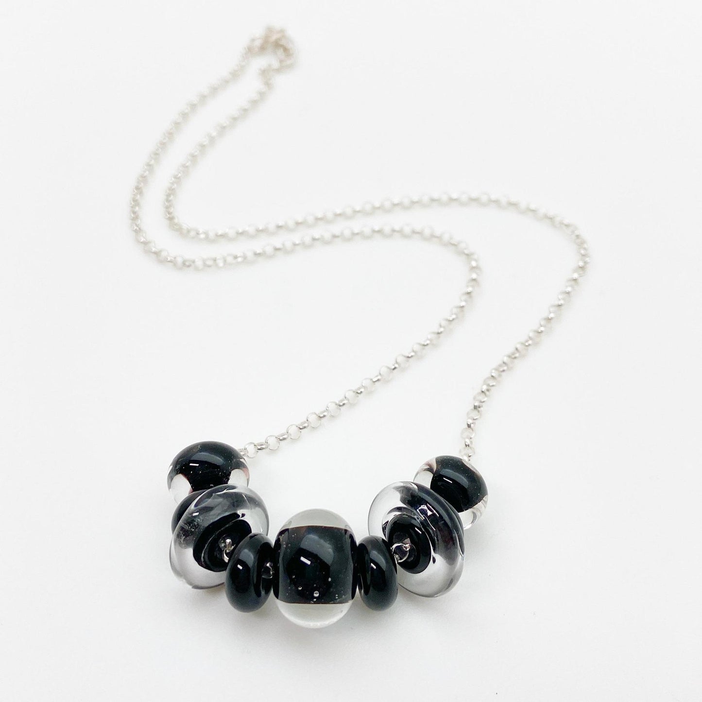 Necklace - Glass "Lifesaver" Beads - Black