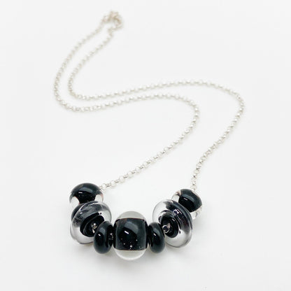 Necklace - Glass "Lifesaver" Beads - Black
