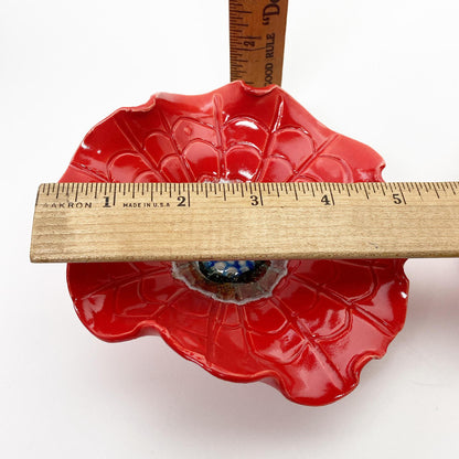 Ceramic Wall Art - "Baby Cali Poppy" - Red