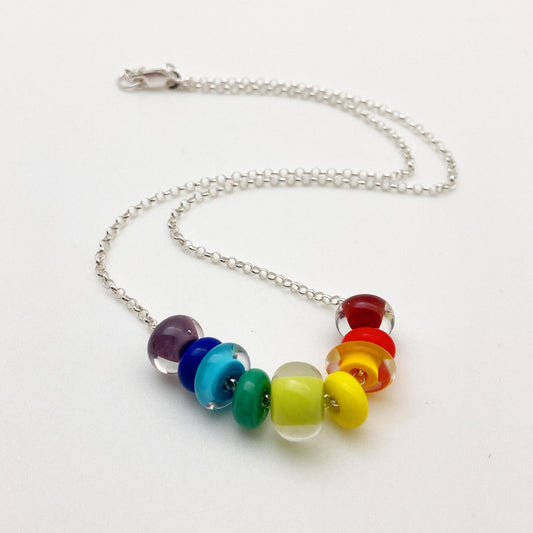 Necklace - Glass "Lifesaver" Beads - Rainbow