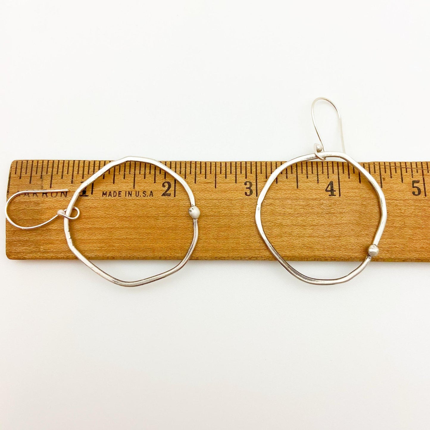 Earrings - Circles w/ Dot - Matte Finish Sterling Silver