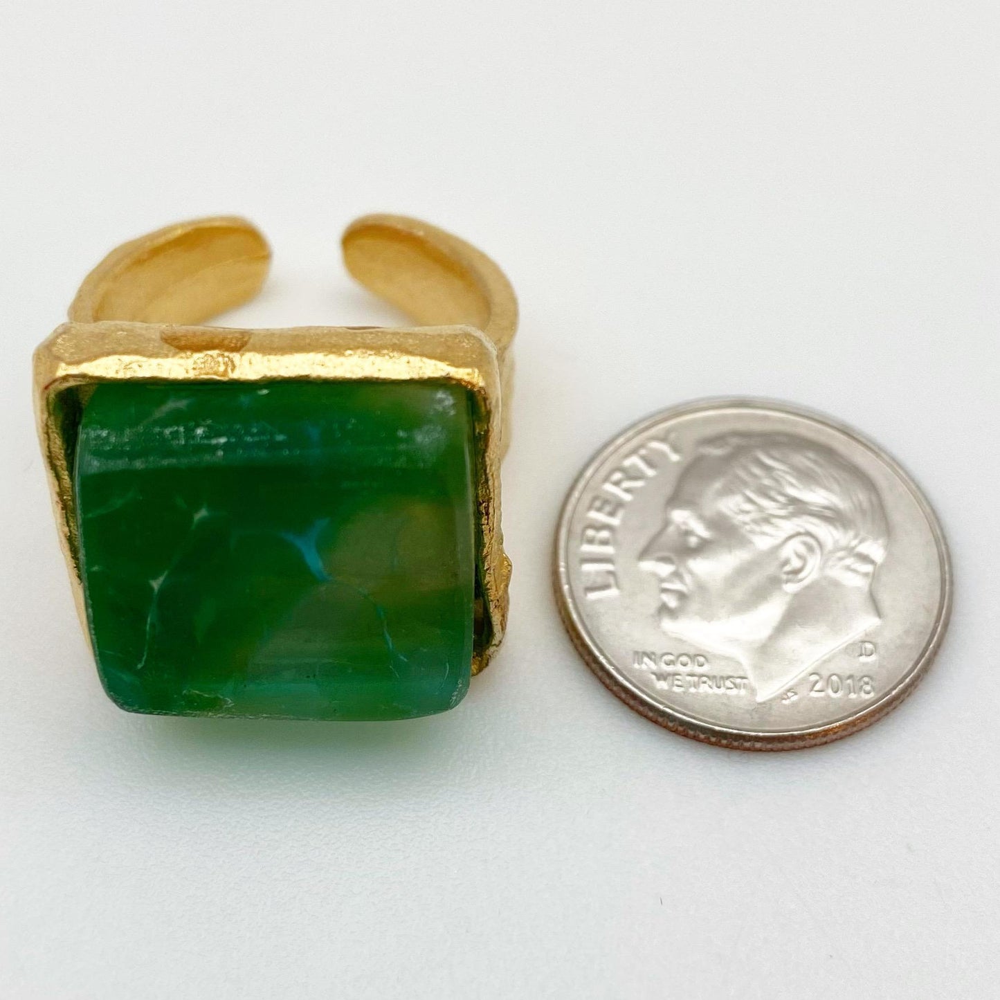 Ring - Reclaimed Fused Glass - 14kt Gold Plate - "Cobalt"