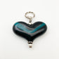Pendant - Black Heart with Turquoise Band - Handmade Glass