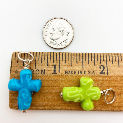 Pendant - Glass w/ Swirl Cross - Small