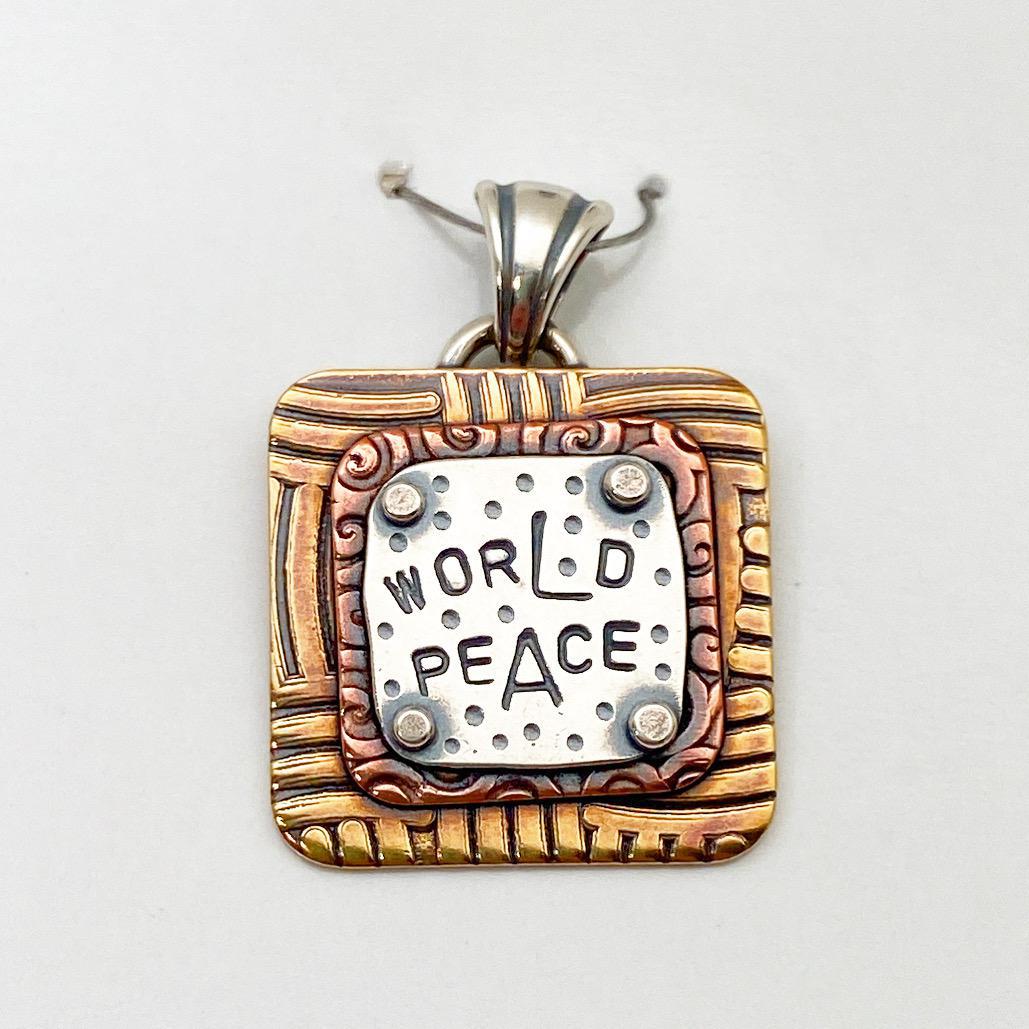 Pendant - World Peace - Small Square