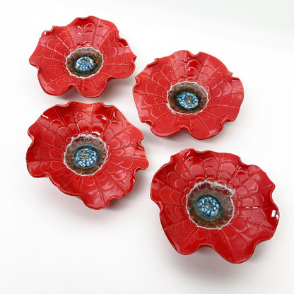 Ceramic Wall Art - "Baby Cali Poppy" - Red