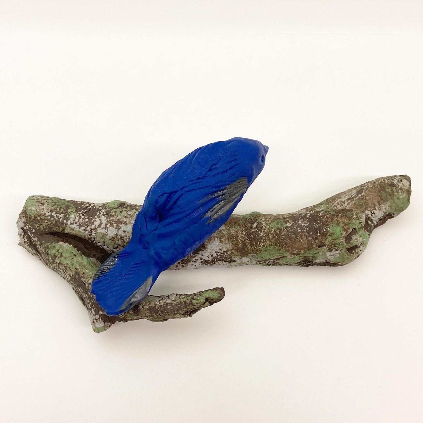 Ceramic Wall Art - Bird on Branch - One Blue Bird