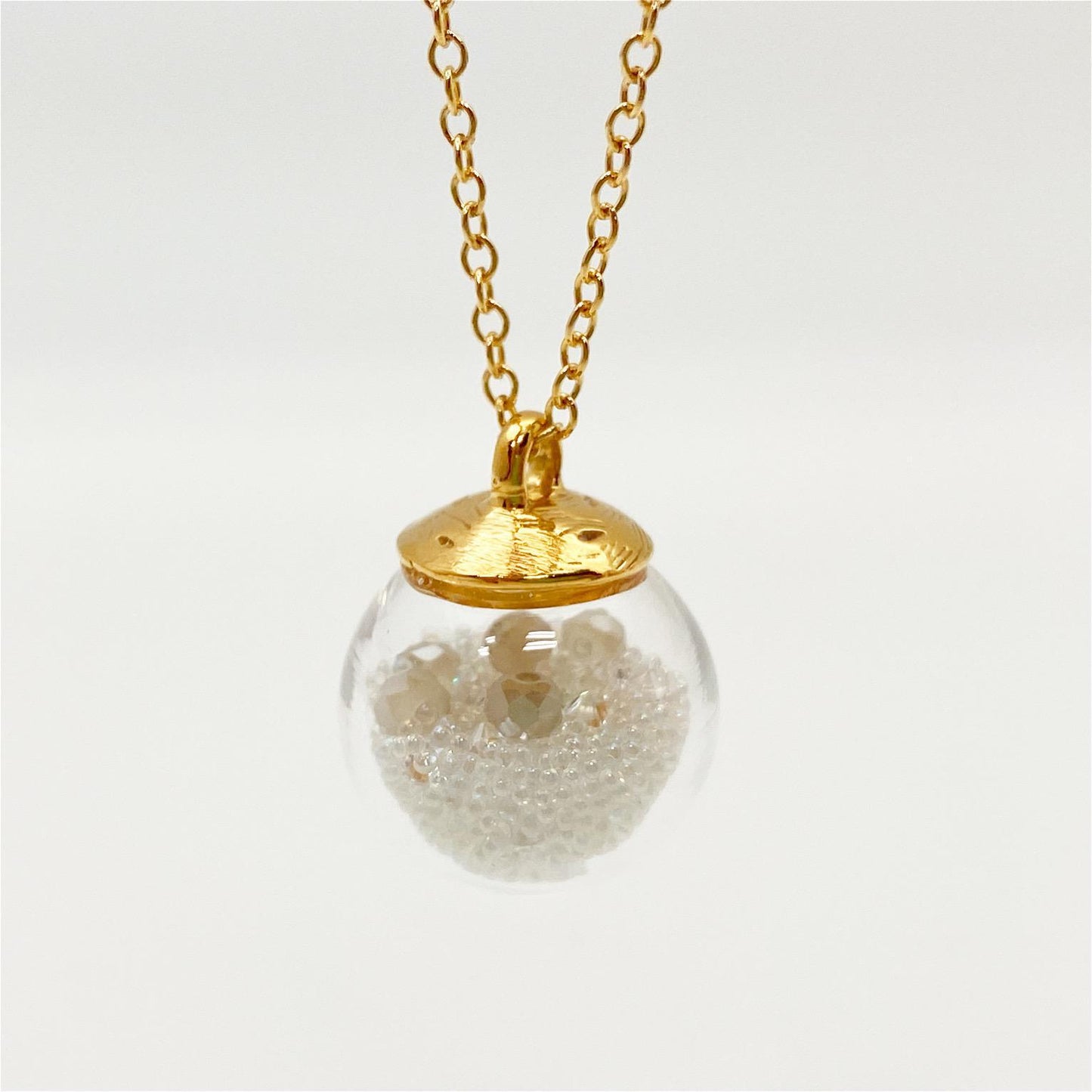 Necklace - Glass Globe - Clear Crystal Mix