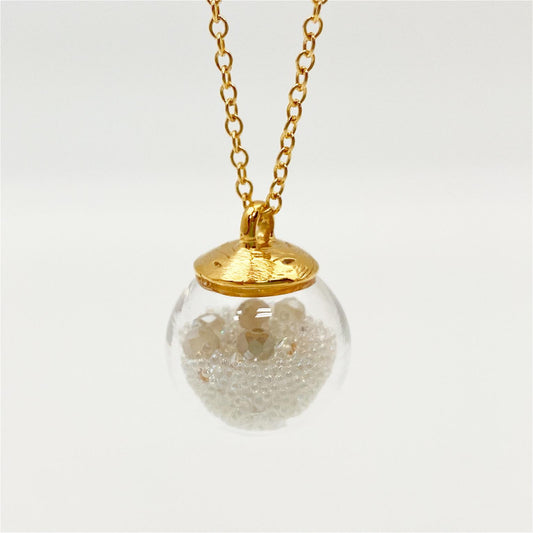 Necklace - Glass Globe - Clear Crystal Mix