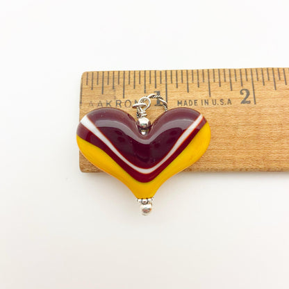 Pendant - Glass "KC Chiefs" Color Heart - Large