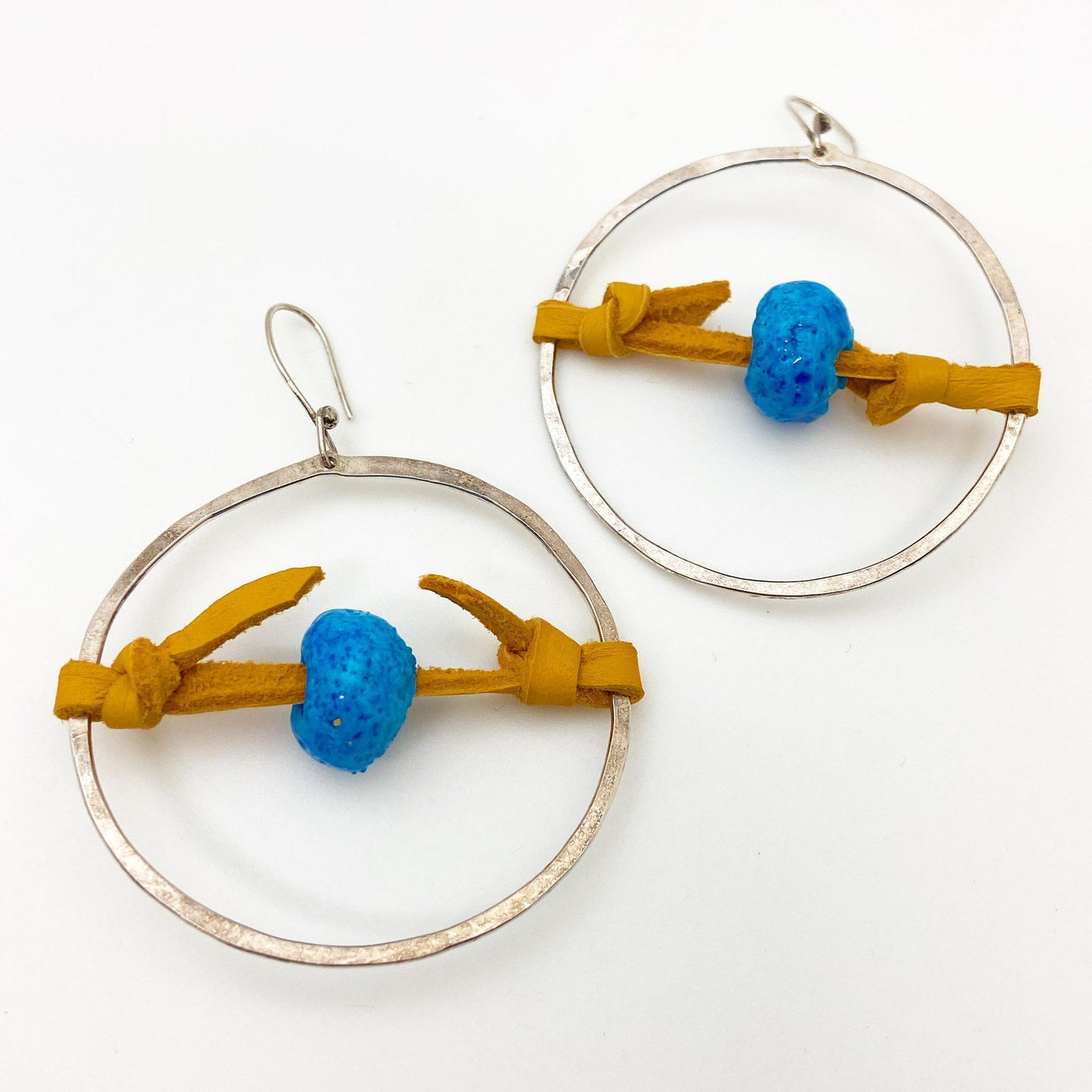 Earrings - Corded Donkey Beads in Large Sterling Hoops - Sterling Originals
