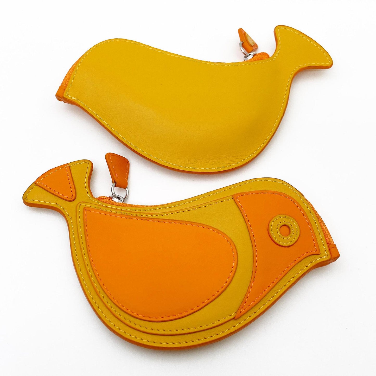 Zippered Bag - Yellow Bird - Leather