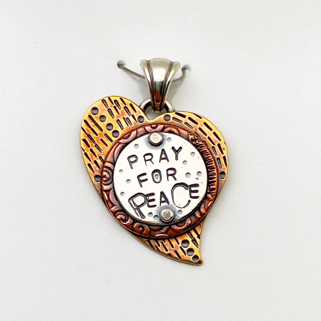 Pendant - Pray For Peace - Small Heart