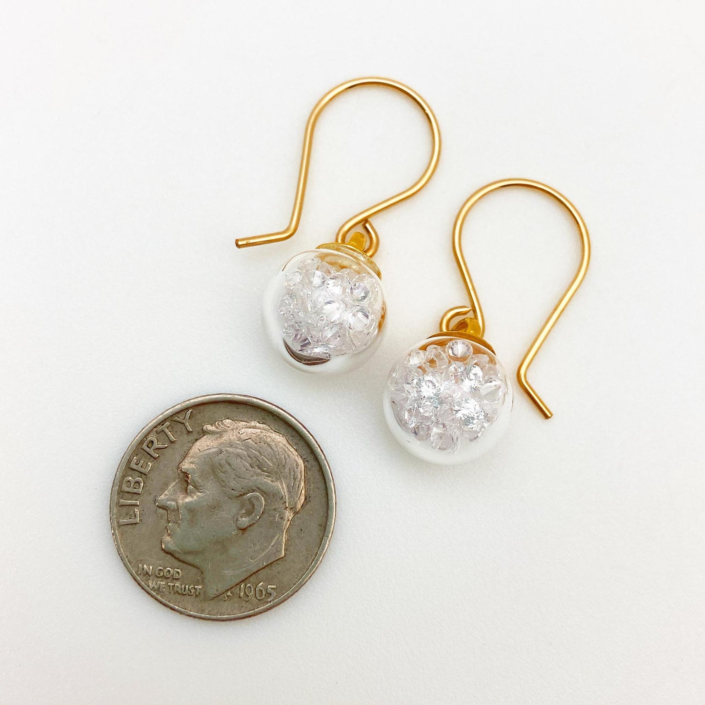 Earrings - Mini Globes - Clear Crystal Mix