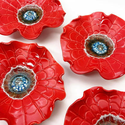 Ceramic Wall Art - "Baby Cali Poppy" - Red