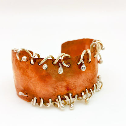 Bracelet - Copper w/ Sterling Coils - Cuff
