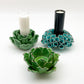 Candle Holder - Ruffled Leaves - Ceramic
