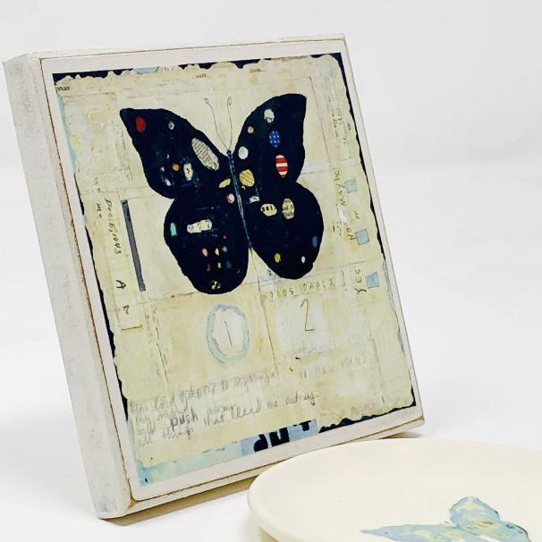 Art - "Yes No Maybe" Butterfly - Mini Print on Wood