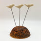Sculpture - Inverted Nest with Birds - Ceramic with Metal