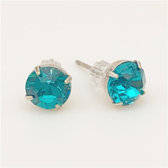 Stud Earrings - Real Crystals in Sterling Silver Bezel