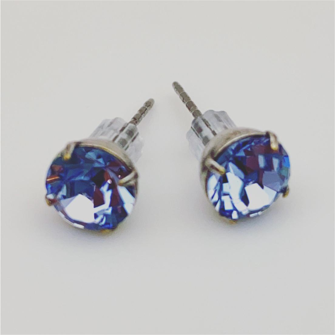 Stud Earrings - Real Crystals in Sterling Silver Bezel