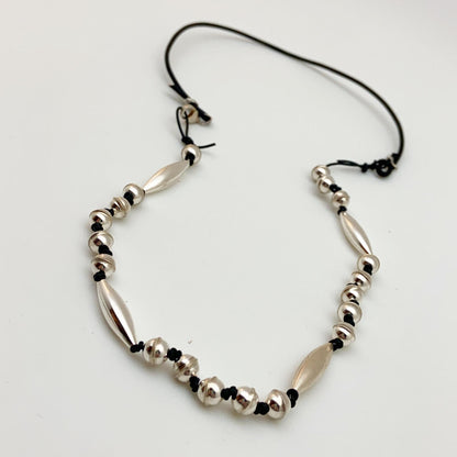 Necklace - "Desert Pearls" on Leather with Sterling Silver