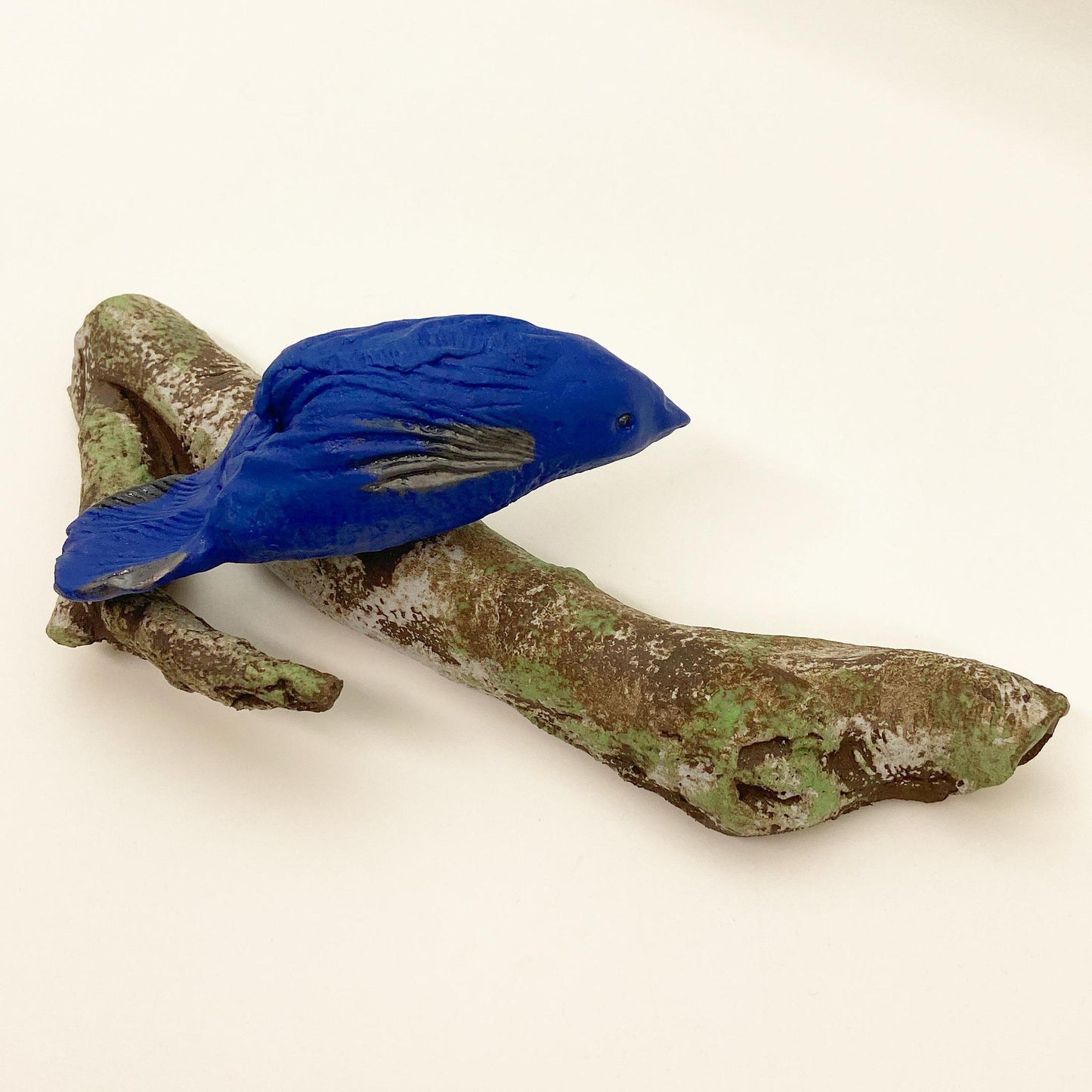 Ceramic Wall Art - Bird on Branch - One Blue Bird