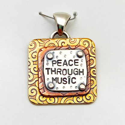 Pendant - Peace Through Music - Small Square