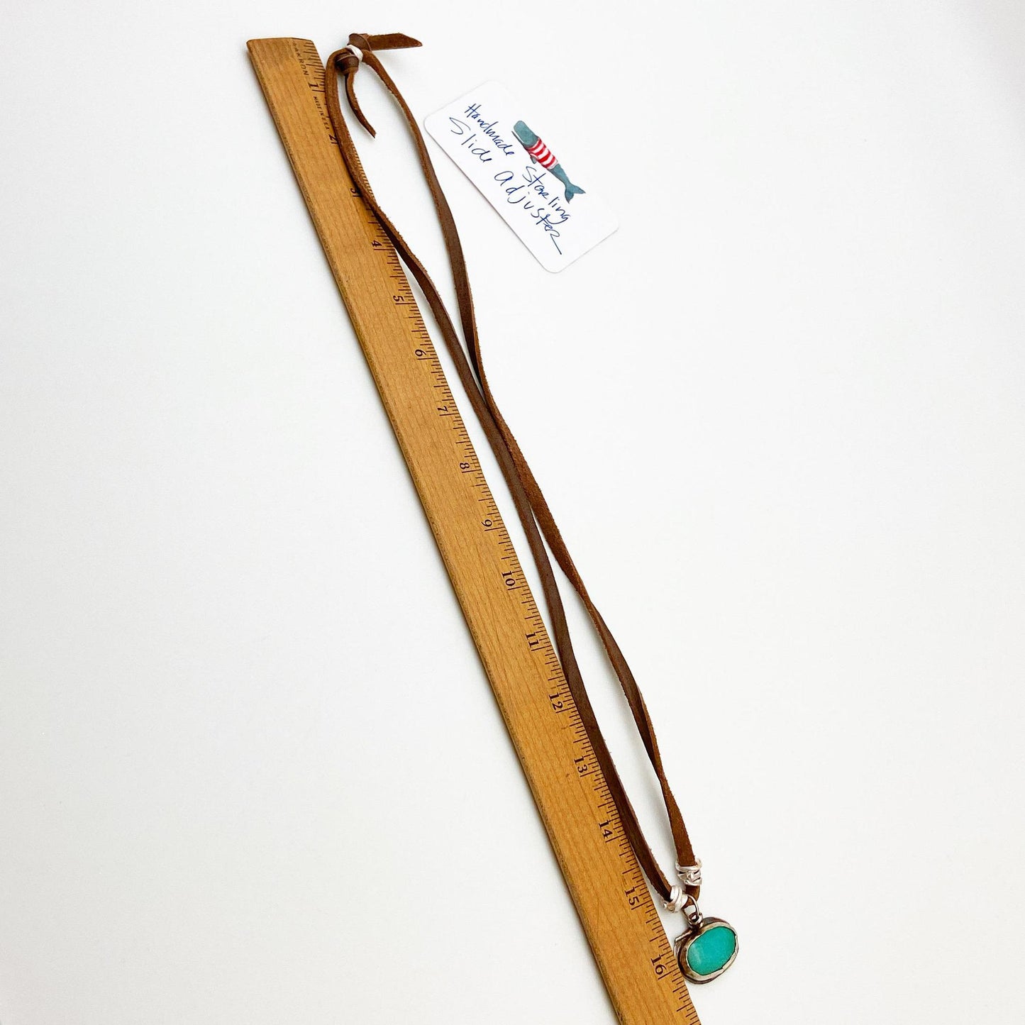 Necklace - Bezel Set Turquoise on Leather - Sterling Original
