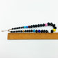 Necklace - Geometric Glass Beads - Black with Mixed Colors