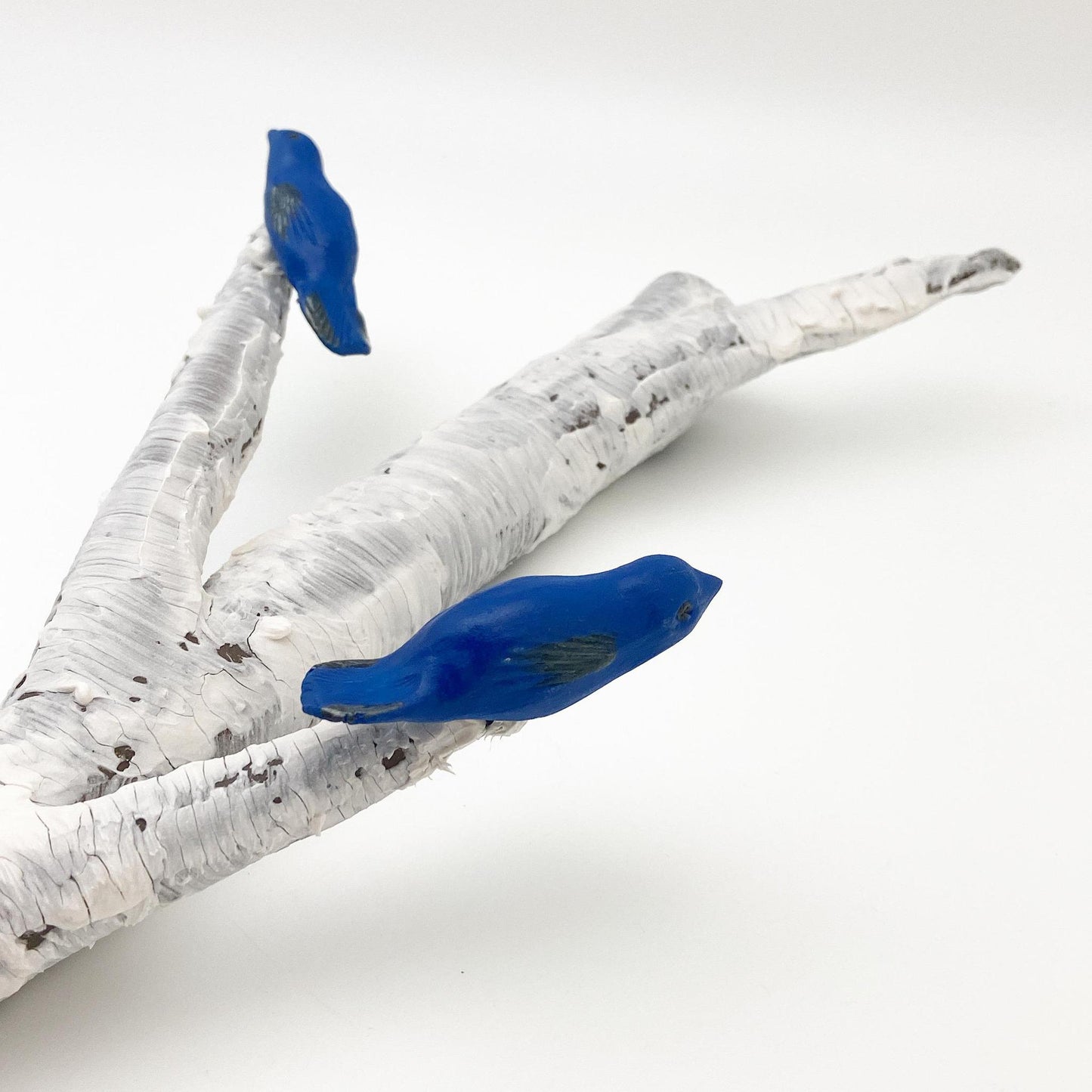 Sculpture - Aspen Branch with Two Cobalt Birds - Ceramic