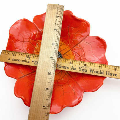 Ceramic Wall Art - Red/Orange Flower - Small