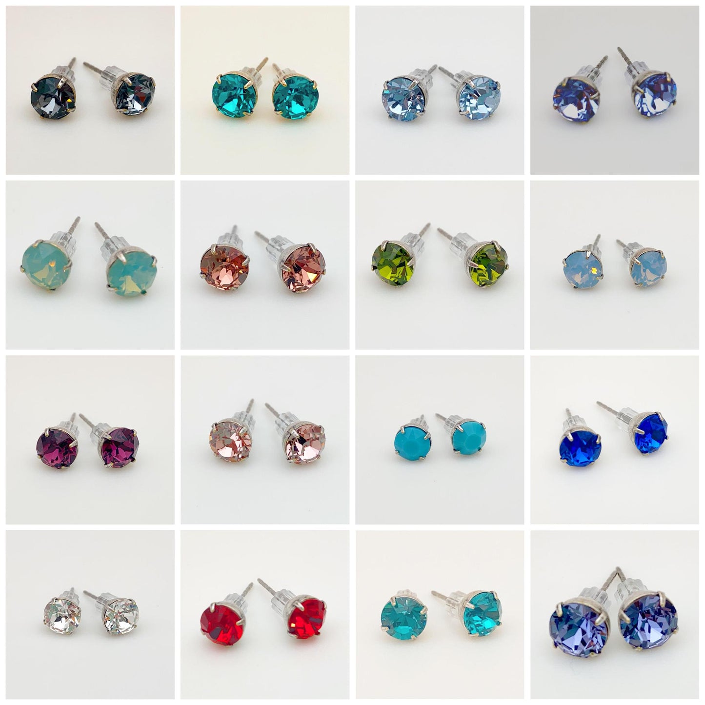 Stud Earrings - Real Crystals - Majestic Blue