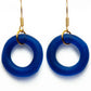Earrings - Reclaimed Glass Circles on 14kt Goldfill - Cobalt