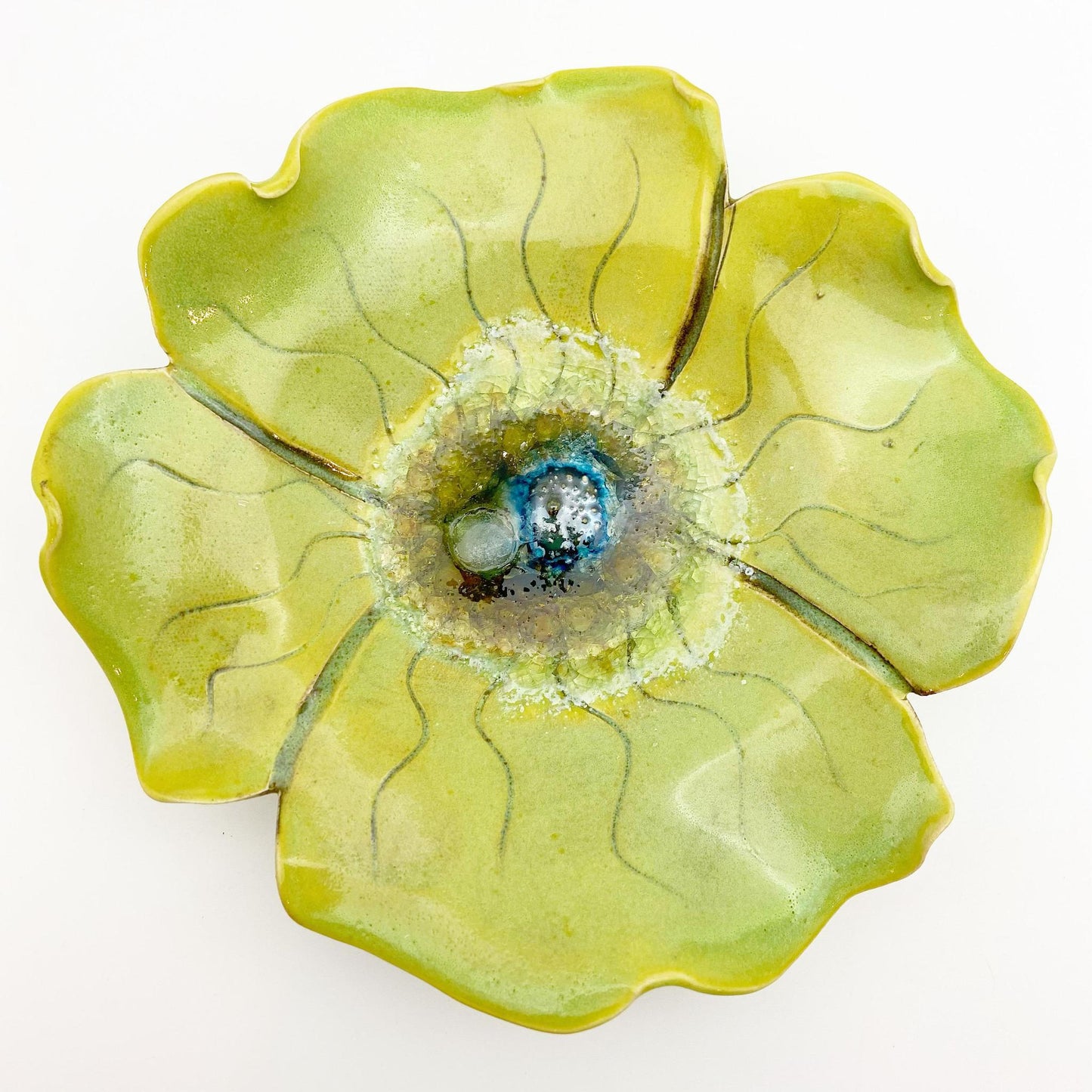 Ceramic Wall Art - Green Flower - Small
