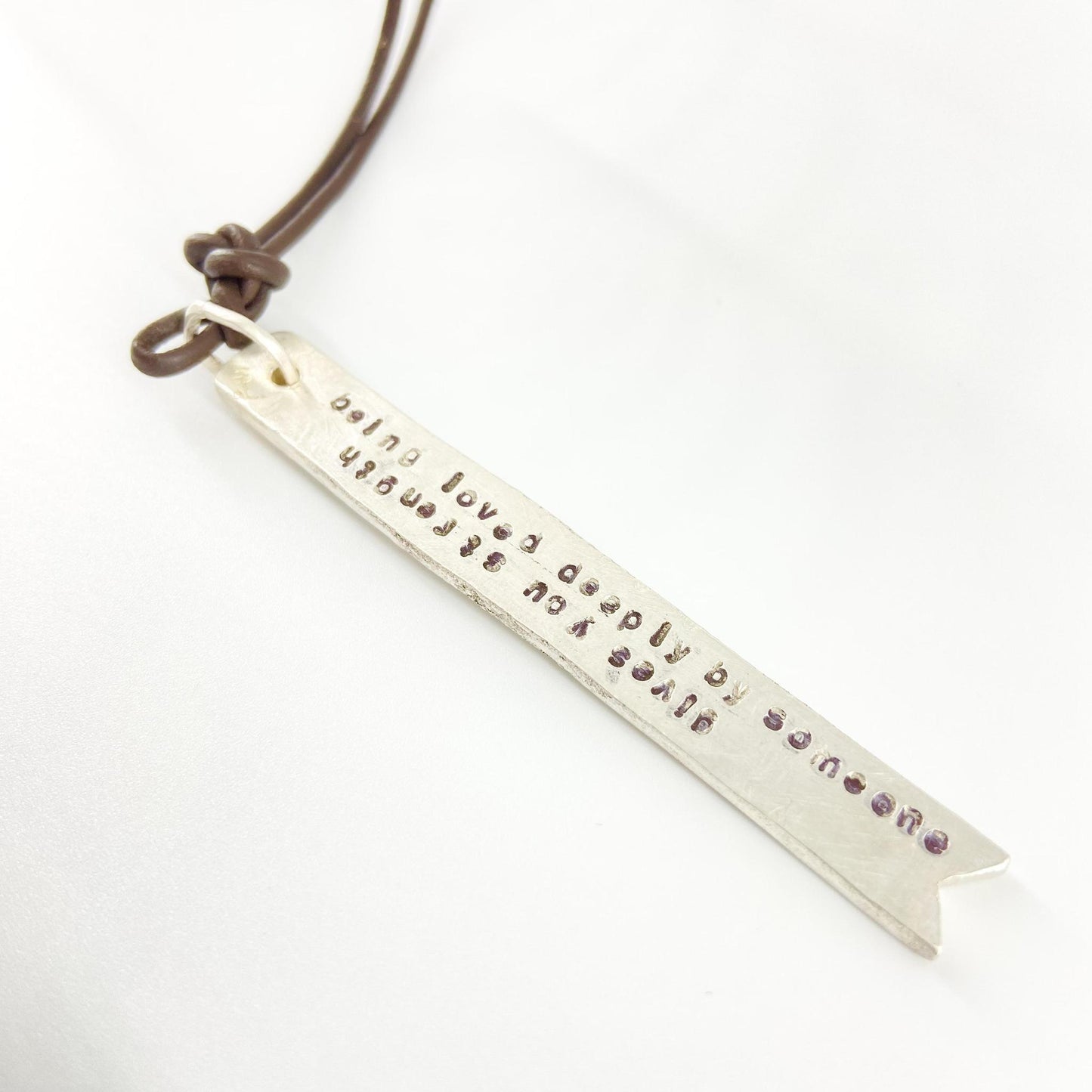 Necklace - "Being loved deeply..." - Leather/Sterling