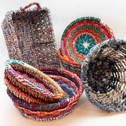 Classic Bowl Basket - Woven Chindi on Steel Frame