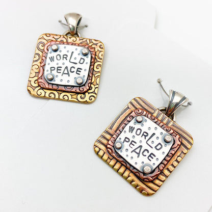 Pendant - World Peace - Small Square