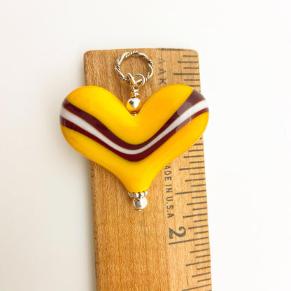 Pendant - Glass "KC Chiefs" Color Heart - Large