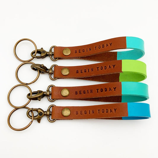 Keyring & Zipper Pull - Begin Today - Leather