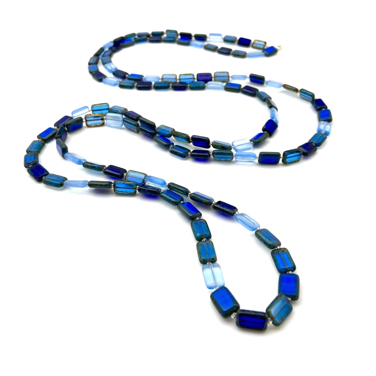 Necklace - 7-Way Furnace Glass Beads - True Blue - 60"