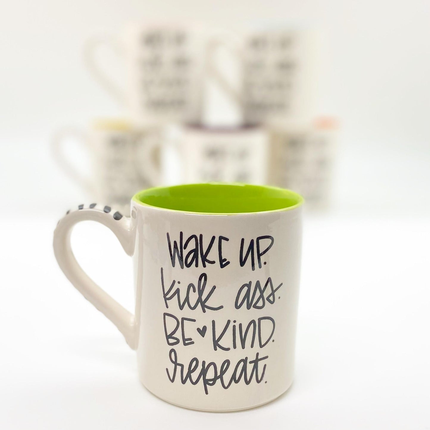 Mug - "Wake Up, Kick Ass, Be Kind, Repeat" - Ceramic
